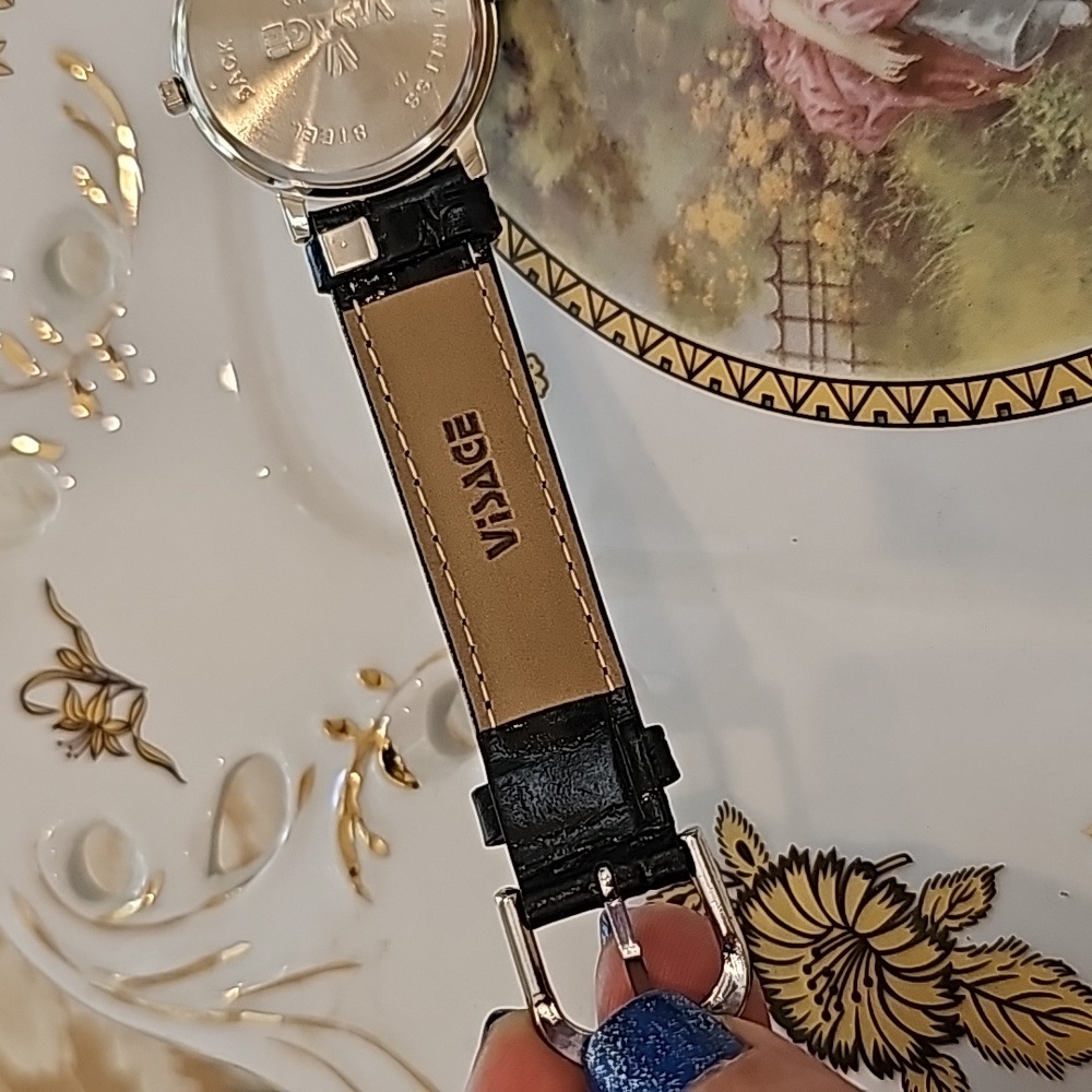 Vintage Visage Quartz Watch Blk Leather Strap NEW w/ Certificate - Picture 8 of 12